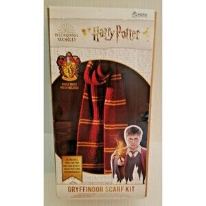 Harry Potter Gryfindor Scarf Kit Knitting Yarn +House Crest Patch + Instructions